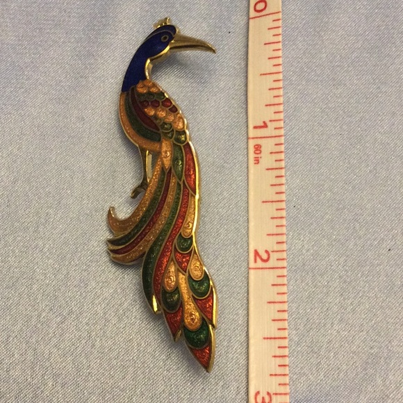 - Vintage peacock enameled cloisonné brooch by Fish Crown enterprise… - Picture 4 of 5